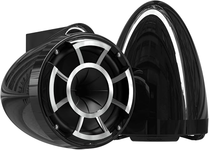 wet sounds Rev 8 Black V2 Revolution Series 8" Black Tower Speakers w/Fixed Clamp