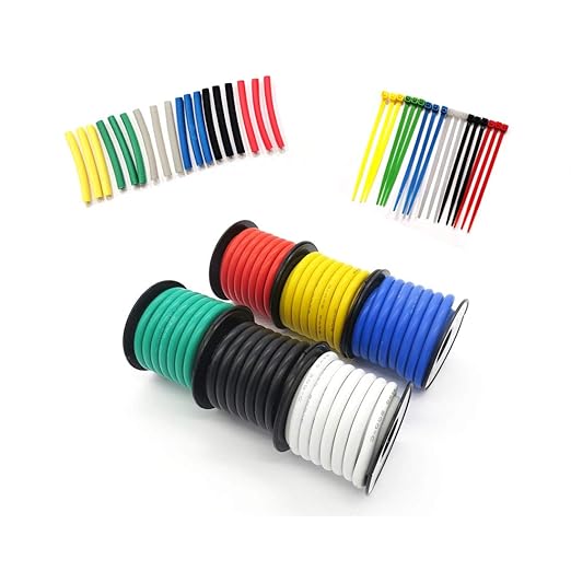 Fermerry 18 AWG Stranded Wire Spool 50ft Each 6 Colors Flexible 18 Gauge Silicone Hook up Wire Kit Electrical Tinned Copper Wire