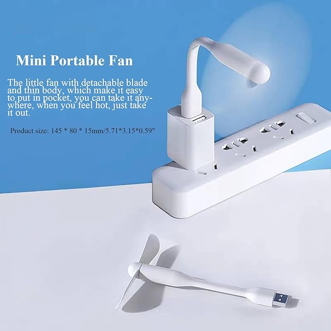 Mini USB Fan, Portable Pocket Fan USB-A Powered Little Cooler, Quiet Operation, for Home Office Car Outdoor Travel- 4 Pack (White)