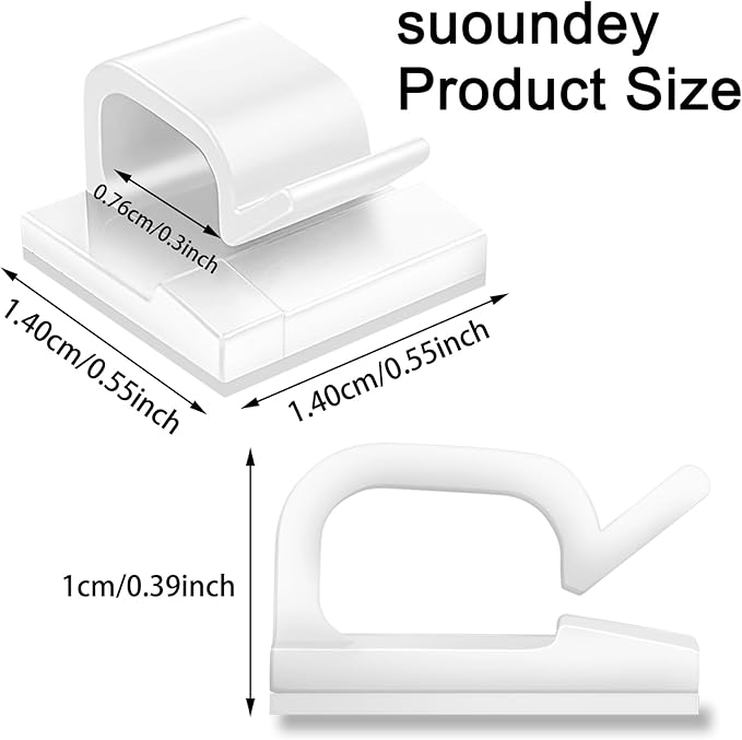 200 Pcs Cable Clips, Adhesive Cable Organizer Cord Holder Wire Clip Wire Management Self Adhesive Hooks Wire Holder for Office, Home(White, 200PCS)
