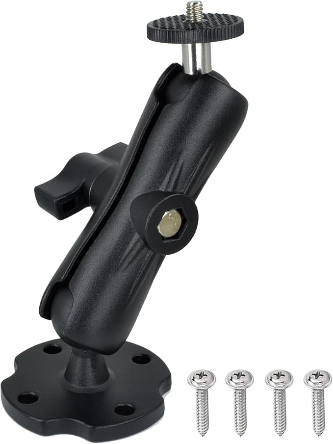 Heavy-Duty Camera Wall/Desktop Mount with 1/4"-20 Thread, Aluminum Alloy Arm, Dual Ball Heads, 1-Inch TPU Ball, Free Rotation,Compatible with DSLR, CCTV, RAM B System
