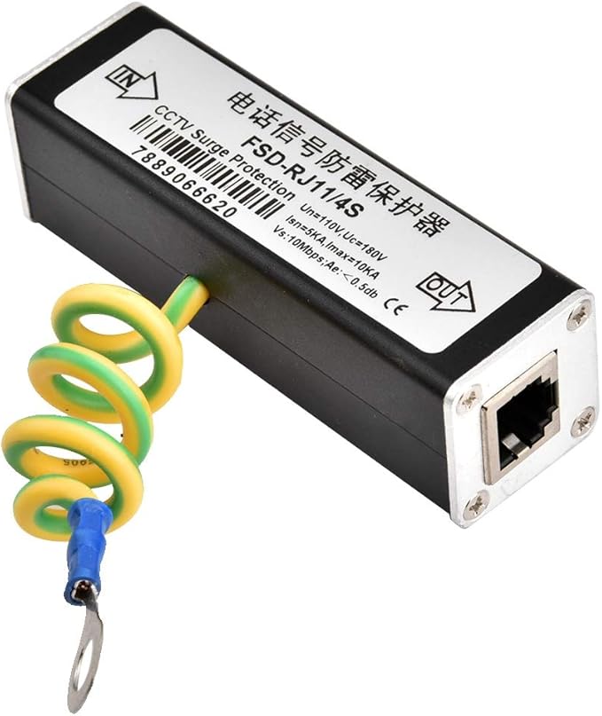 RJ11 Telephone Fax Protector, Lighting Thunder Arrester Device, Audio Telephone Protector Data Single Protector 110V