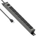 JUNNUJ Heavy Duty Power Strip Wall Mount, 20 Amp Surge Protector 1200J Metal 8 Outlet Under Desk Mounted 20A, Garage Power Bar Table Socket Industrial Outlets 6-20R T-Slot, 10FT 12AWG Extension Cord