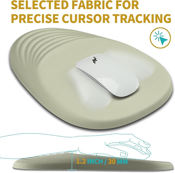 Hokafenle Ergonomic Mouse Pad Wrist Support with Stepped-Wedge Design, Wrist Rest Pain Relief Mousepad Filled with Memory Foam, Carpal Tunnel Mousepad for Wireless Mouse(12x8 inch,Beige)