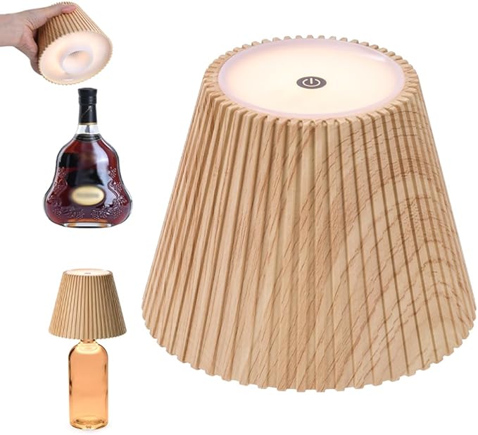 WILIT Wireless Bottle Lamp Shades for Table Lamps, 3 Level Brightness Bar Lights for Home Bar, Rechargeable Cordless Lamp for Bedroom Bar&Restaurant, Modern Wine Bottle Light, Gifts for Women
