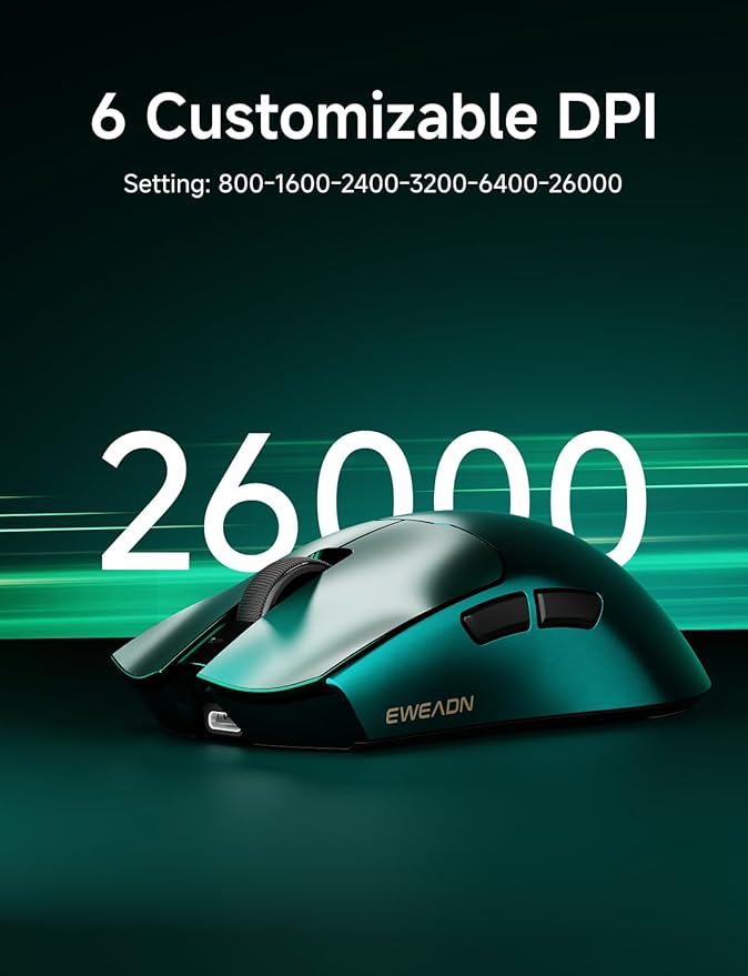 S9 Max Wireless Gaming Mouse, 59G Ergonomic Computer Mouse, Triple Modes, 8K Polling, 26K DPI, PAW3395 Optical Sensor, Kailh Switch, 250h Battery Life, Programmable for PC/Win/Mac(Green)