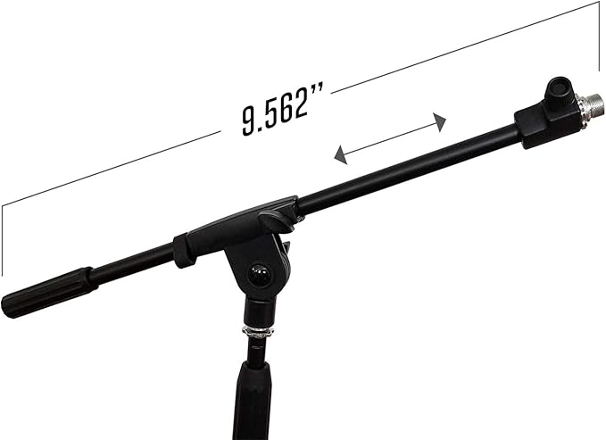 AxcessAbles Low-Profile Microphone Tripod Stand with Boom Arm | Adjustable Height Short Floor Mic Stand with Boom | Kick Drum Mike Stands |Guitar Amp Stands (2-Pack)