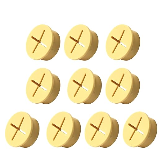 10Pcs Desk Grommet, 3/4" (20mm) Yellow Silicone Cord Hole Cover, Flexible Rubber Wire Grommets, Wall Grommets for Cables Management, Table, Countertop, Cabinets and Furnitures Wire Organizer