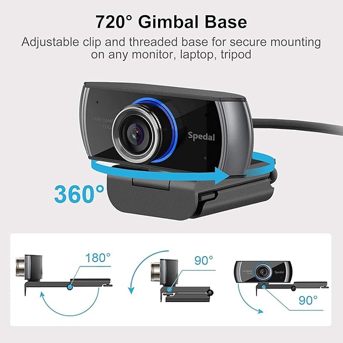 Spedal Webcam 1080P 30fps， HD Computer Webcam with Microphone for Desktop,100 Degrees Wide Angle Web Camera for Zoom Xbox YouTube Skype FaceTime Hangouts