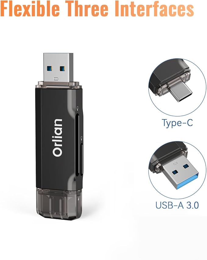 SD Card Reader USB 3.0 Dual USB A & USB C to Micro SD/SD Memory Card Adapter for SD/SDHC/SDXC, Compatible with Winodws, MacBook Pro/Air, iPhone 15 Pro/Max, Android (SD Card Not Included)