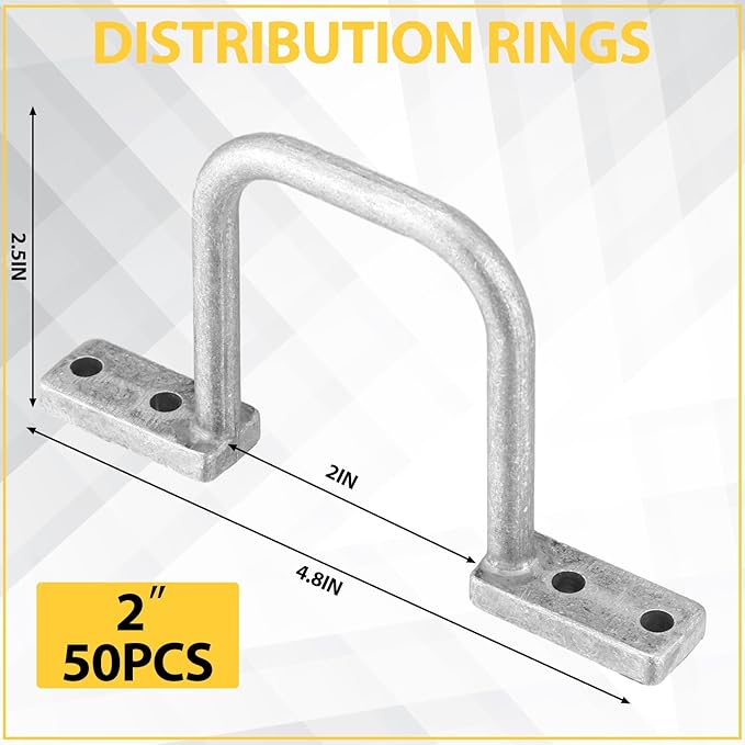 50 Pcs Distribution Rings Aluminum D Ring for Sorting Out Electric Cables, Cable Management, for Commercial and Residential Use, Silver (2 Inch)