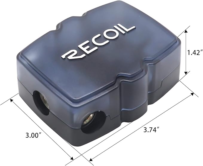 Recoil MFH13 3-Way Mini-ANL Fused Distribution Block, 3 X 0/2/4 Gauge in / 3 X 4/8 Gauge Out Fused Distribution Block with 60A, 80A, 100A Fuses, Solid Brass for Maximum Power Transfer