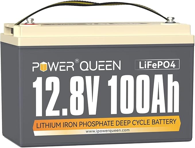 Power Queen LiFePO4 Battery 12V 100Ah Group 31 Lithium Battery, 100A BMS Rechargeable Deep Cycle Battery,100A BMS 1280Wh Higher Energy Density,15000 Cycles for RV, Van, Trailer, Marine,Solar