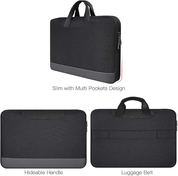 11.6-12.9 Inch Waterproof Laptop Bag Sleeve for Women Men Business Briefcase with Organizer for Acer Chromebook Spin 311, Lenovo Chromebook C330, Samsung Chromebook 4, HP ASUS Dell Surface Case, Black