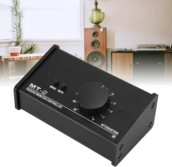 Big Knob Passive Monitor Controller, XLR and 3.5mm Interface Large Volume Knob Mute Control Passive Studio Monitor Controller Stereo Monitor Volume Controller