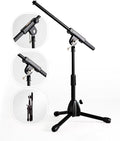 Stage Rocker Foldable Tripod Low-Profile Mic Boom Stand - Height Extending from 9.6'' to 16.9'', w/Adjustable Telescoping Arm Up to 9'', Lightweight/Convenient, Black, Powered by Hamilton(SR610121B)
