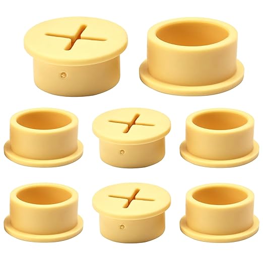 Desk Grommet, 1 in 25 mm Silicone Rubber Grommets, Yellow Desk Hole Cover for Cables, Flexible Wall Cord Pass Through Grommet for Office Table Computer Home Furniture Wire Organizer-8 Pcs