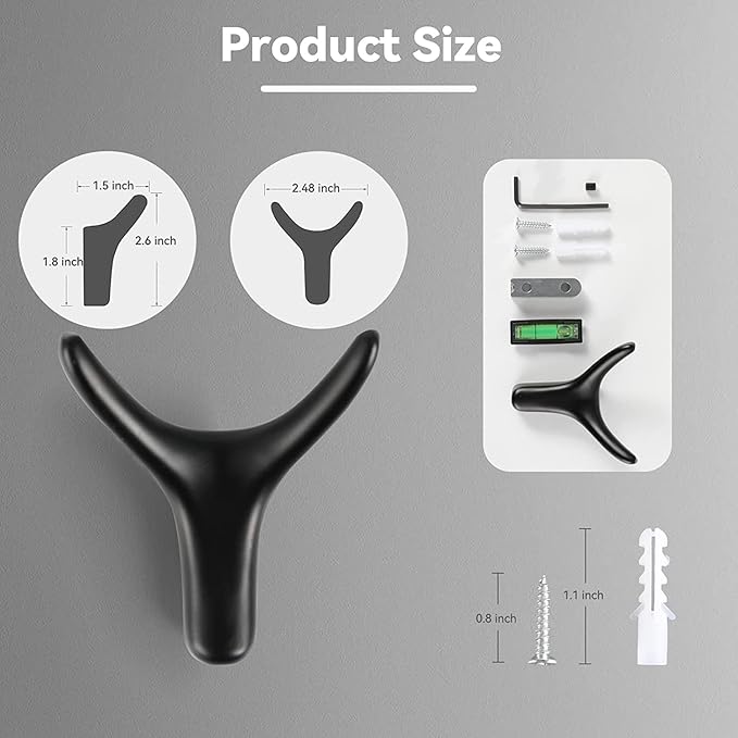 4 Packs Towel Hooks,Coat Hook Cow Head Wall Hooks, Metal Heavy Duty Wall Hooks for Hanging Coats, Hats, Bags, Kitchenware and Towels in Living Room, Kitchen, Bedroom and Bathroom (Black)
