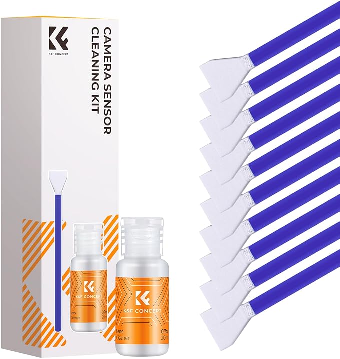 K&F CONCEPT 12mm Micro Four-Thirds 4/3 Sensor Cleaning Swab*10 + 20ml Sensor Cleaner, M43 Camera Cleaning Kit for All Models of M4/3 Camera Sensors, Including M4/3 Cameras from Olympus and Panasonic