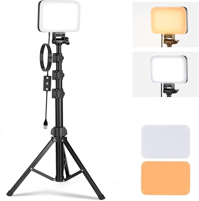 NEEWER Basics LED Video Light Panel Lighting Kit, Bi Color Dimmable Portable Studio Lights with Tripod Stand & Filters, 3200K~5600K CRI 95 750lux for Photography Video Recording Live Streaming, BP66