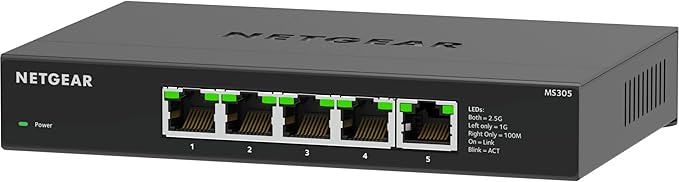 NETGEAR 5-Port Multi-Gigabit Ethernet Unmanaged Essentials Network Switch (MS305) - with 5 x 1G/2.5G, Desktop or Wall Mount, and Limited 3 Year Protection