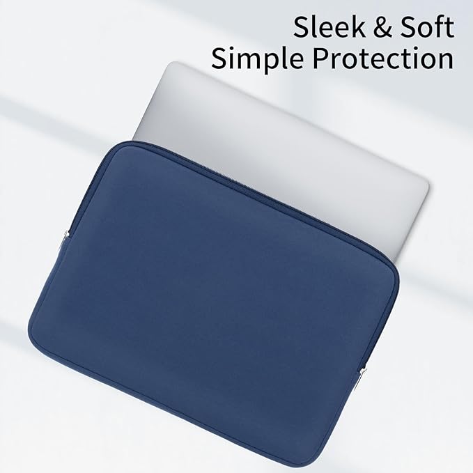 RAINYEAR 15 Inch Laptop Sleeve 15" Protective Soft Case Padded Cover Carrying Bag Specially Compatible with 15.4" MacBook Pro/Air A3241 A2941 A3114 A1938 A1707 A1990 (Navy Blue, Upgraded Version)
