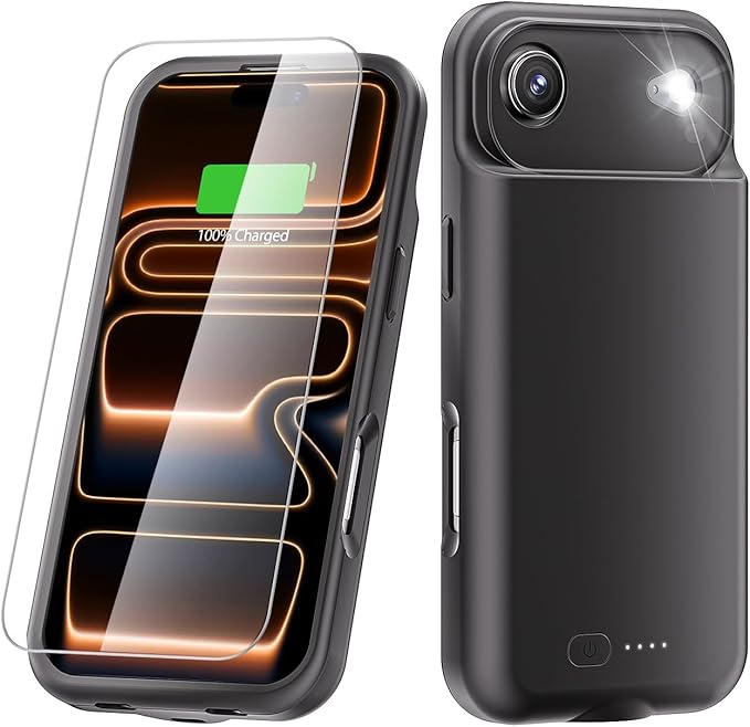GIN FOXI Battery Case for iPhone 17 AIR, Charging Case Charger 8500mAh Ultra-Slim Lightweight Powerful Battery Pack 15W Fast Rechargeable Anti-Fall TPU Juice Box for iPhone 17 AIR (6.5") Black