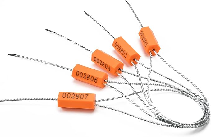 500PCS Steel Cable Seals Metal Security Seal Numbered Metal Truck Trailer Seals Security Tags Tamper Evident Tags Container Seals Pull Tight Steel Wire Seals
