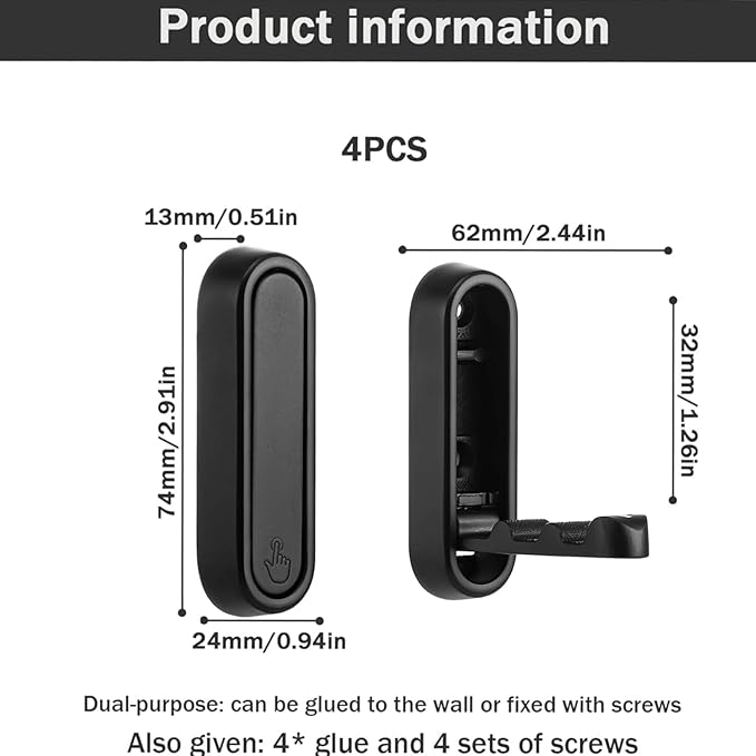 4PCS Gold Foldable Wall Hooks, Metal Folding Hooks Wall Mount, Easy Installation, Suitable for Bathroom Kitchen, Flip Down Hook for Wal l Hanging Coat, Bag, Towel, Key, Hat (Black)