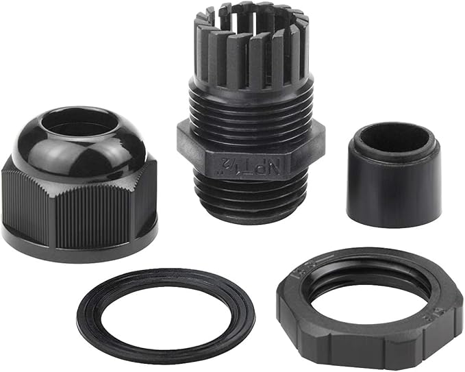 25 Pcs 1/2" IP68 Strain Relief Nylon Cord Grip NPT Cable Glands Adjustable UL Listed and RoHS Compliant (Black)