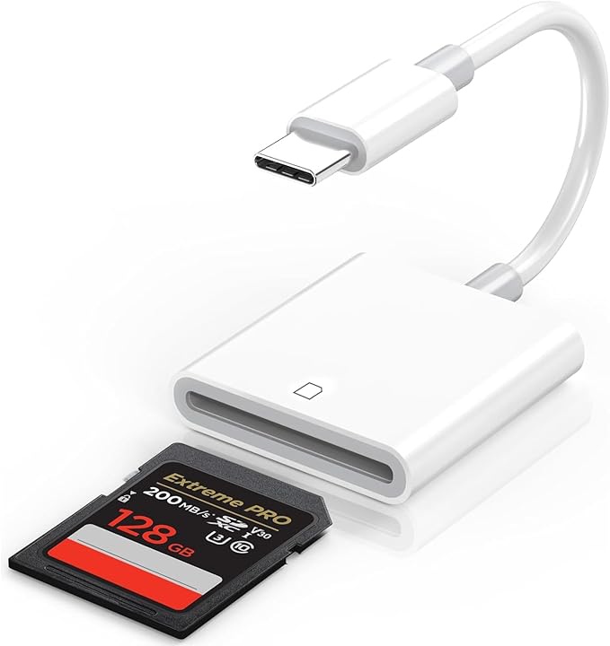 iPhone SD Card Reader USB C, Digital Camera Adapter iPhone 16, Trail Camera SD Card Reader USB C Memory Card Reader for iPhone 16/15/iPad/MacBook/iMac/Galaxy/Android