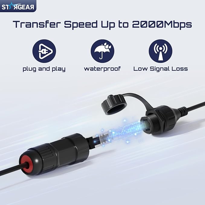 Starlink Ethernet Adapter for Gen 3/Mini, Waterproof Starlink Cable RJ45 Coupler Starlink Mini Ethernet Cable Extension
