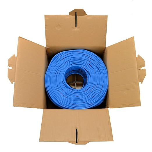 Dripstone CAT6 Ethernet Cable 1000ft Bulk Network LAN Wire 23AWG Solid CCA UTP 550MHz High-Speed Internet Cable Gaming, Streaming, Office, Home Use, Pull Box, CAT 6 Bulk, Stable Connectivity - Blue