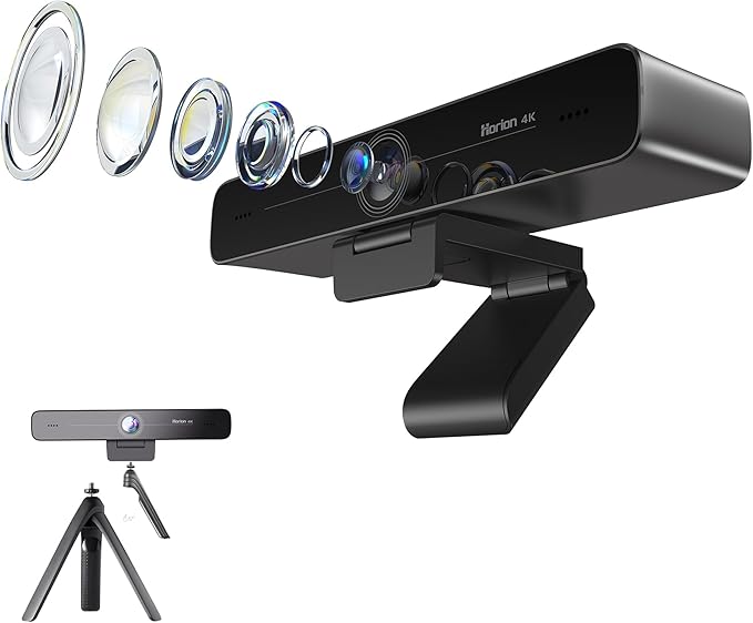 HORION 4K Webcam with Microphone, Auto Framing Camera for PC, 10X EPTZ Zoom, Plug & Play USB 3.0,Video with Dual AI Noise-Canceling Mic, for Video Conference, Streaming, PC/Mac/Linux, HC-5M