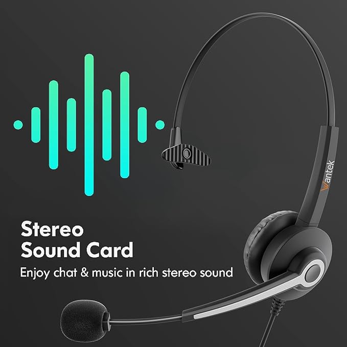 Wantek Headset with Microphone for PC Wired Headphones 3.5mm Headsets with Noise-Cancelling Microphone for Laptop - Computer Headphones with Mic in-line Control for Home