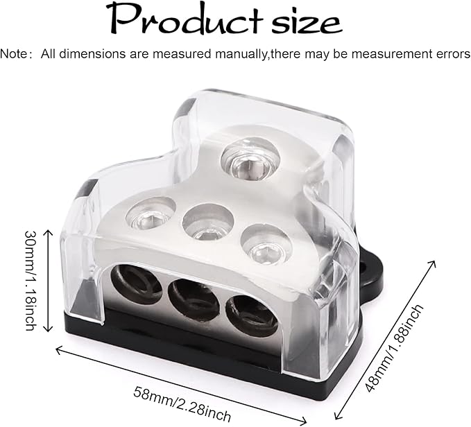 3 Way Power Distribution Block 1x 0 Gauge in 3X 4 Gauge Out Amp Power Distribution Ground Distributor Connecting Block for Car Amplifier Audio Splitter,2Pcs