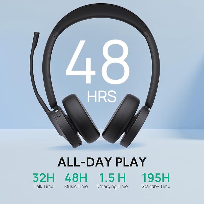 Yealink WH64 Hybrid with DECT Dongle, 492ft Range, 32 Talk Time Bluetooth Headset for Teams, Zoom Skype UC, 3X Mic Noise Cancelling, Headset PC Phone