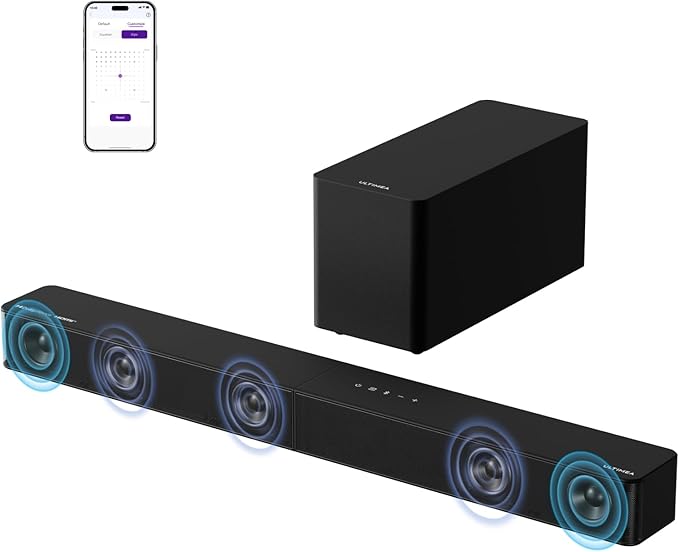 ULTIMEA 5.1CH Surround Sound Bar with Subwoofer, Dolby Atmos, VoiceMX, BassMX, APP, 300W Soundbar for Smart TV, Home Theater Surround Sound System for TV, BT 5.4, Poseidon M60 (2025 Model)