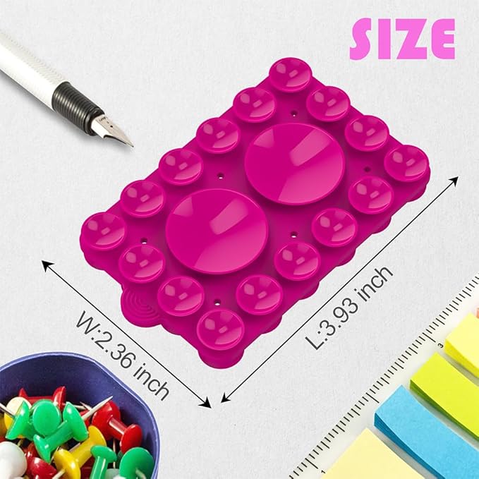Silicone Suction Phone Holder Mount,Silicon Adhesive Phone Accessory for iPhone and Android, Hands-Free Mirror Shower Phone Holder,TikTok Videos and Selfies (Rose Pink 2Pack, Double Sided)