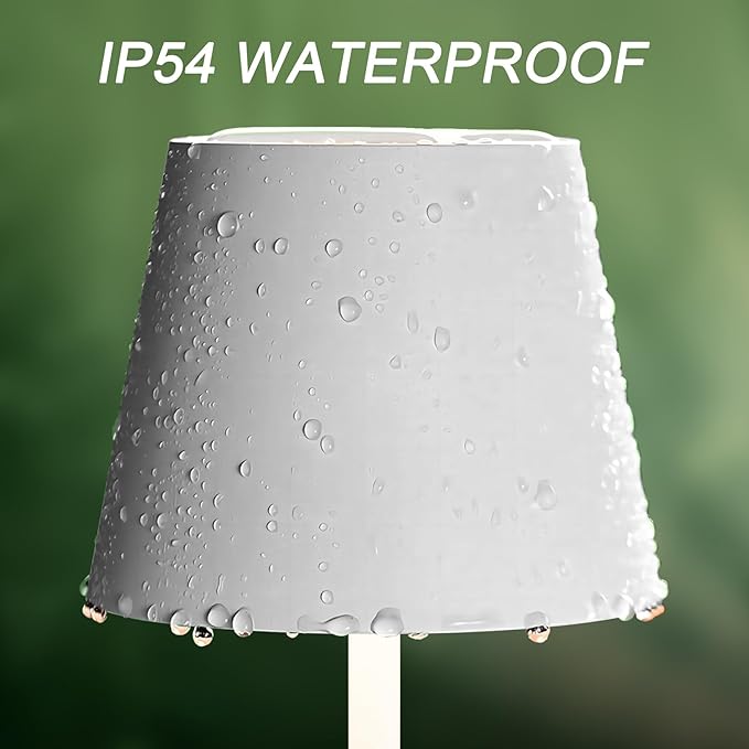 2-Pack White Cordless Table Lamp,Rechargeable LED Desk Lamp,5000mAh Battery Operated Lamp,3000K Warm Light Stepless Dimming,IP54 Waterproof Portable Table Light for Restaurant/Camping,White