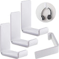 Weewooday 4 Pieces Headphone Hanger Holder Desk Adhesive Headphone Hook Wall Mount Headset Stand Acrylic Holder with Glues for General Purpose Game Earphone(White)