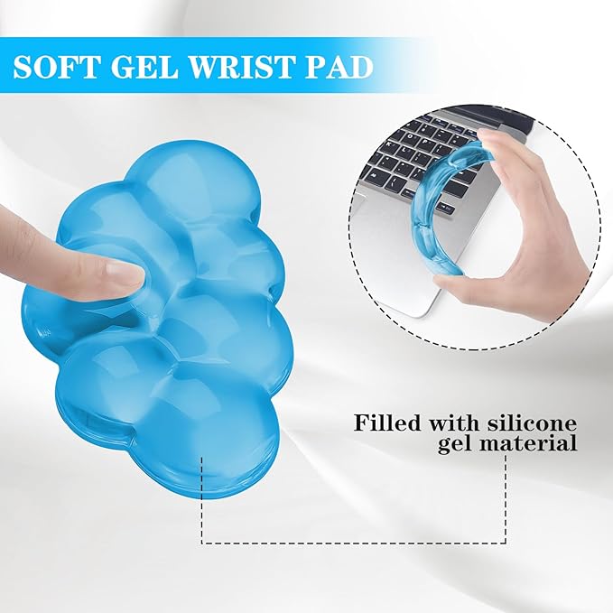 Gel Cloud Mouse Wrist Rest, Cute Wrist Support and Arm Support for Mouse Rest Typing Pain Relief，Suitable for Office/Computer/Laptop/Gaming (Transparent Blue)