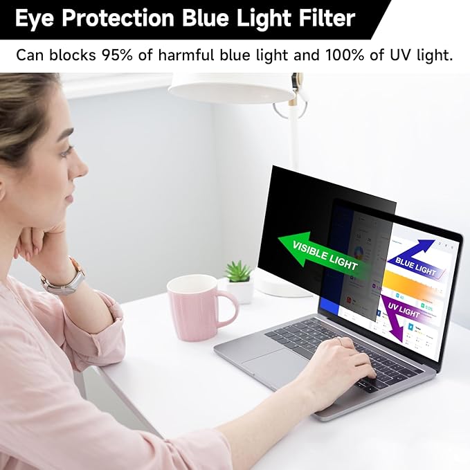 14 Inch 1920x1200 (16:10) Aspect Ratio Laptop Privacy Screen Filter, Anti Blue Light Glare & Anti Scratch Computer Privacy Shield, Not for 14" with 1920x1080P Laptops