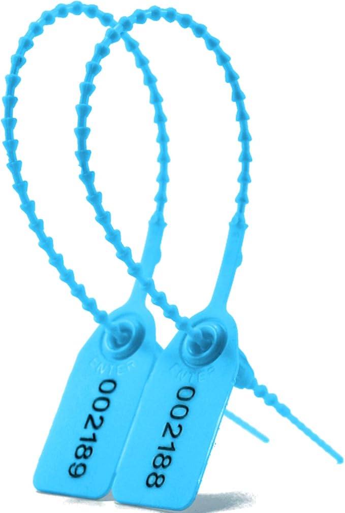 1000 Numbered Plastic Tamper Seals, Zip Ties for Fire Extinguishers Pull Tite Security Tags Numbered Disposable Self-Locking Signage Tie 250mm Length (1000 PCS, Light Blue)