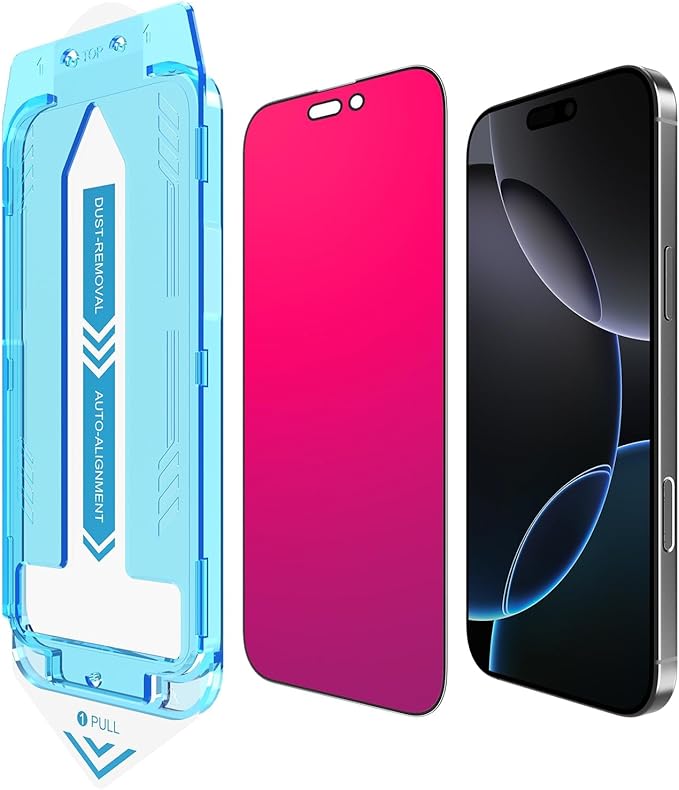 EGKimBa for iPhone 17 Pro Privacy Screen Protector, Gradient Color Tempered Glass, Bubble Free, Easy Installation, Auto Dust-Elimination, Anti Blue Light
