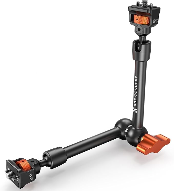 K&F CONCEPT 11" Magic Arm 1/4" Screw 360° Ball Heads Articulating Friction Camera Arm Mount for Monitor, LED Light, Webcam, Microphone, Camera Cage