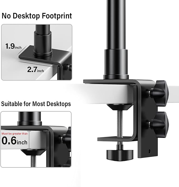 2-Pack Camera Desk Mount Stand with 1/4" Ball Head and Cold Shoe Mount Adapter,12.9-22" Tabletop Mounts Stand, Adjustable Aluminum Desktop Light Stand, for DSLR Camera, Ring Light, Video Light