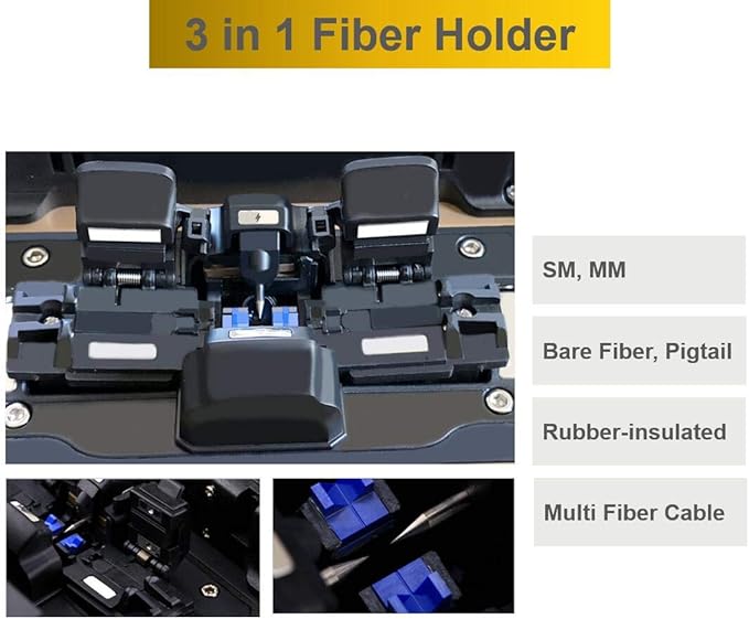 Fusion Splicer AI-9 Toolbox Kit with Auto Focus and 6 Motors for Trunk Line Construction, AI-9 Fusion Splicer Fiber Optic with Tutorial Video for Cable Splicing Projects