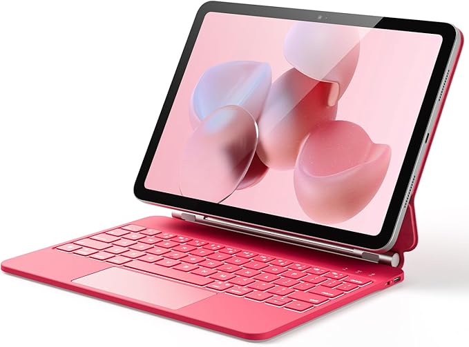 GreenLaw for iPad 11th(A16,2025)/10th(2022) Generation Case with Keyboard, Magic-Style Keyboard Stand, 7 Color Backlit, Stain-Resistant Surface, Multi-Touch Trackpad, Viva Magenta
