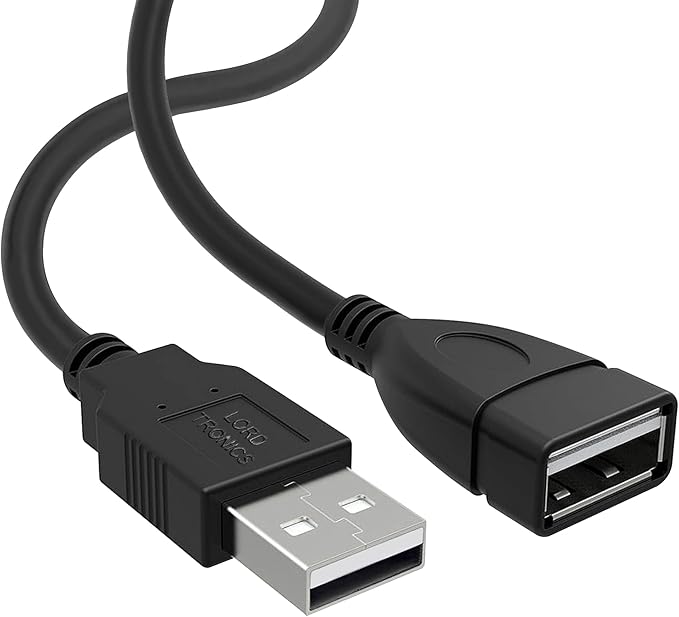 3FT Male to Female Extension Cable USB A Male to USB A Female Data Transfer and Charging Adapter for Keyboard, Mouse, Printer, USB Flash Drive for Multiple Devices, Black